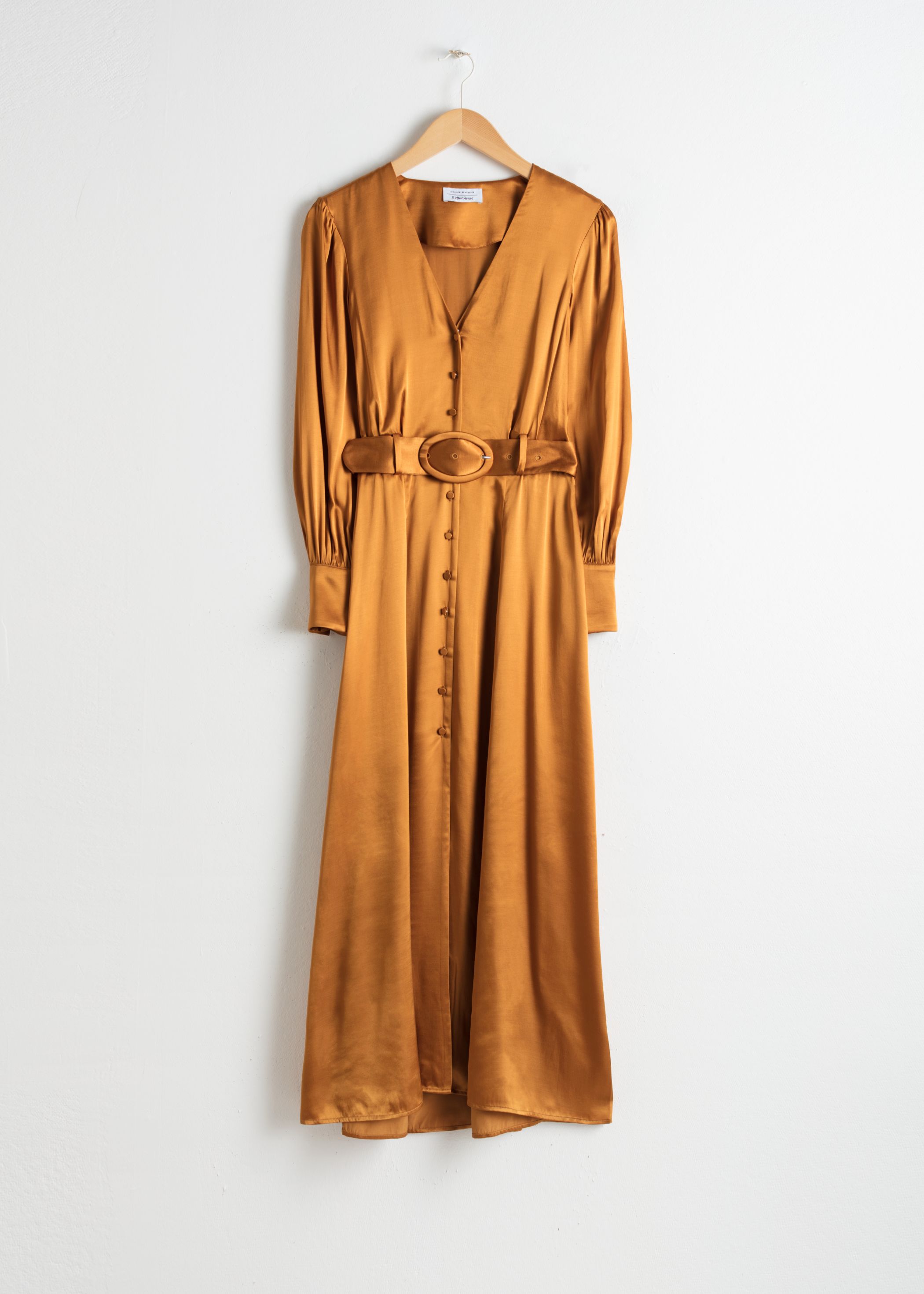 Belted Satin Maxi Dress