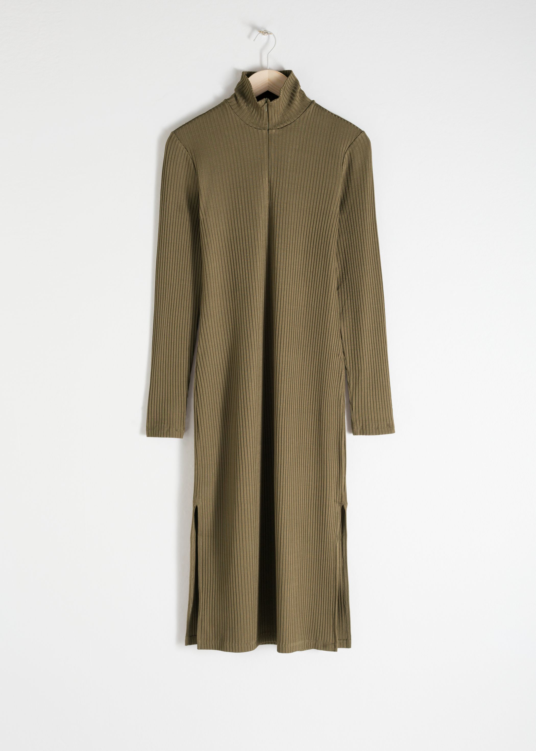 Ribbed Turtleneck Midi Dress