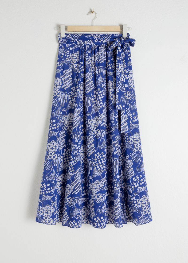 Belted Midi Side Slit Skirt