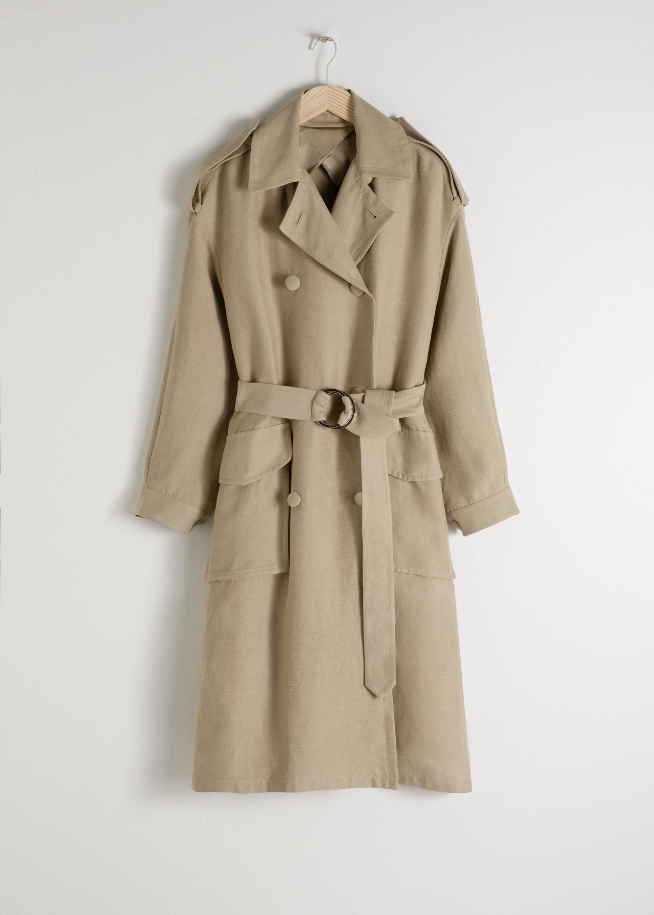 Trenchcoat aus Leinen-Mix mit Gürtel