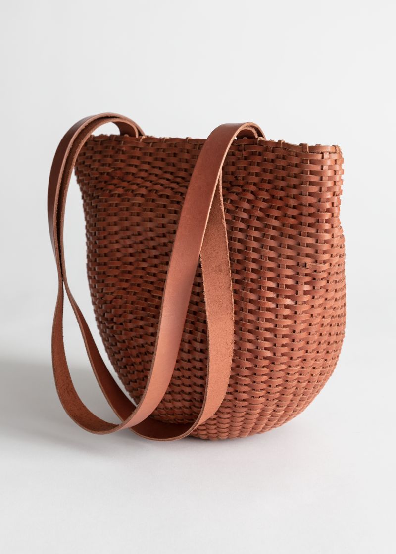 Woven Leather Bucket Bag