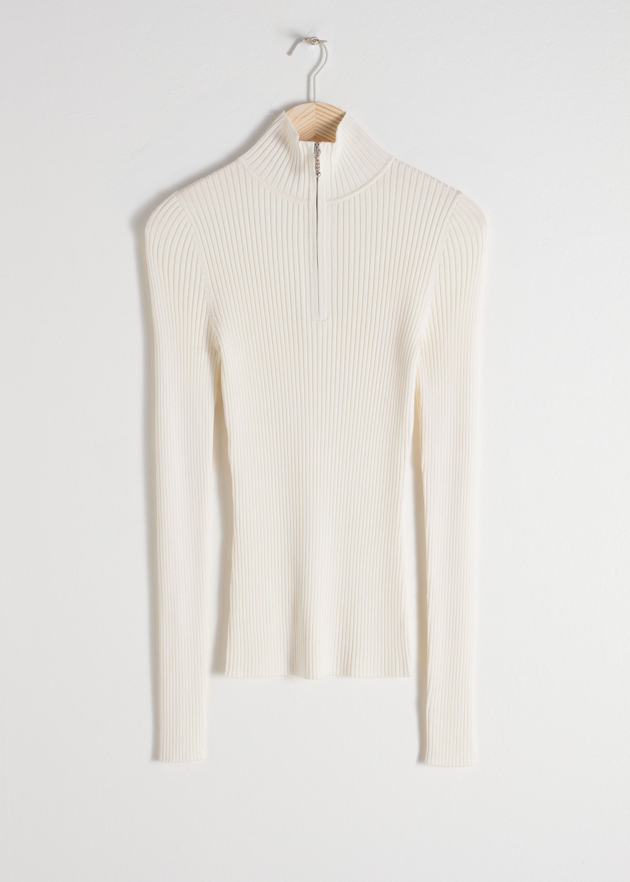 Zippered Rib Knit Turtleneck