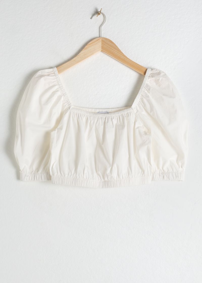 Puff Sleeve Cotton Crop Top
