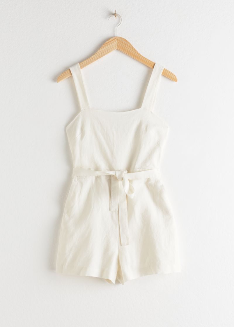 Square Neck Linen Romper