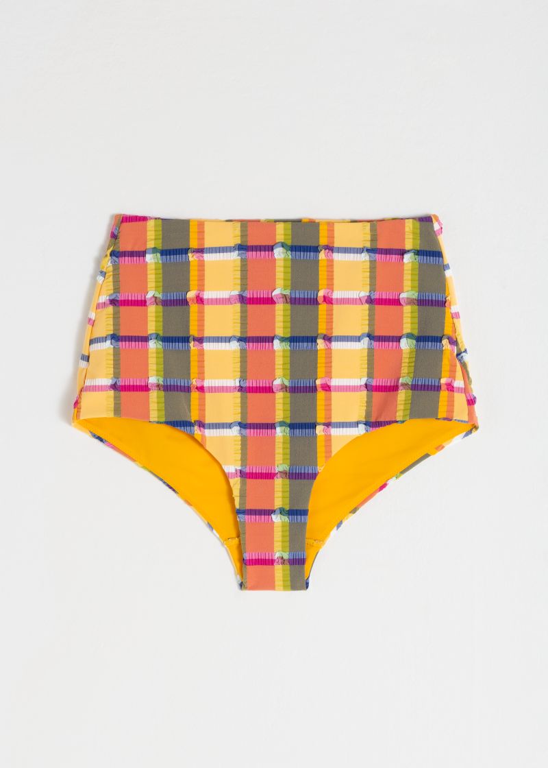 High Waisted Plaid Bikini Bottoms