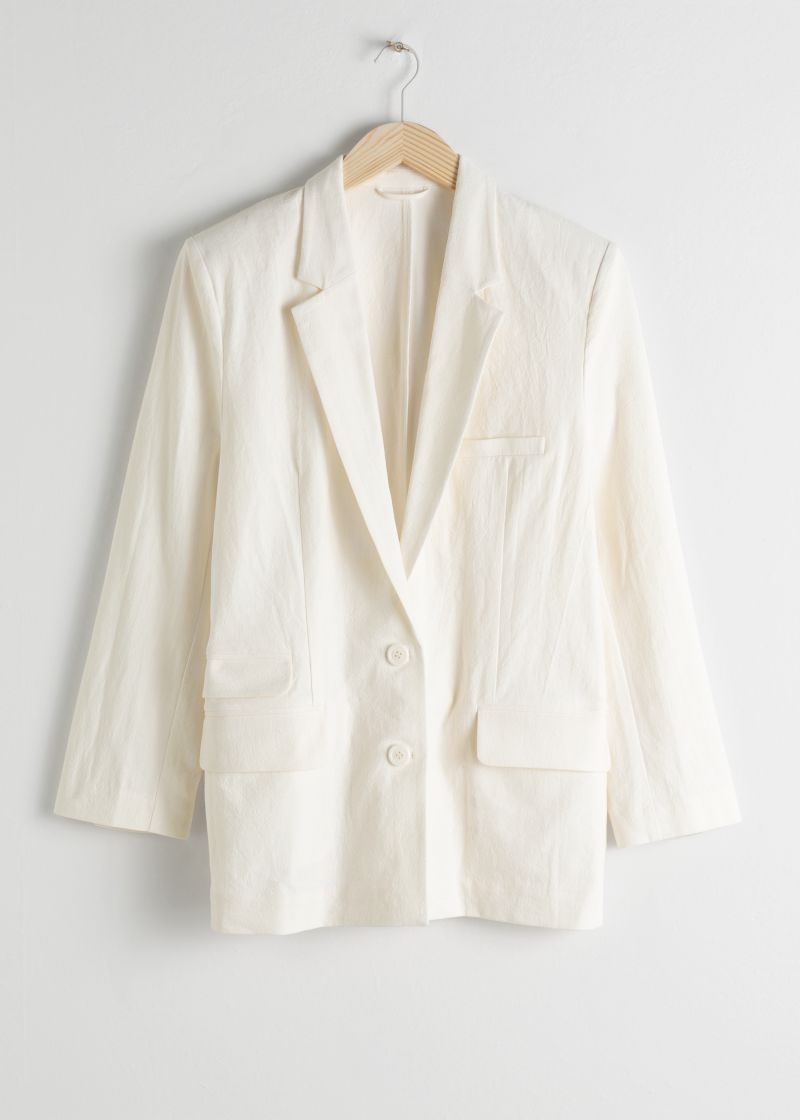 Oversize-Blazer aus Baumwoll-Leinen-Mix