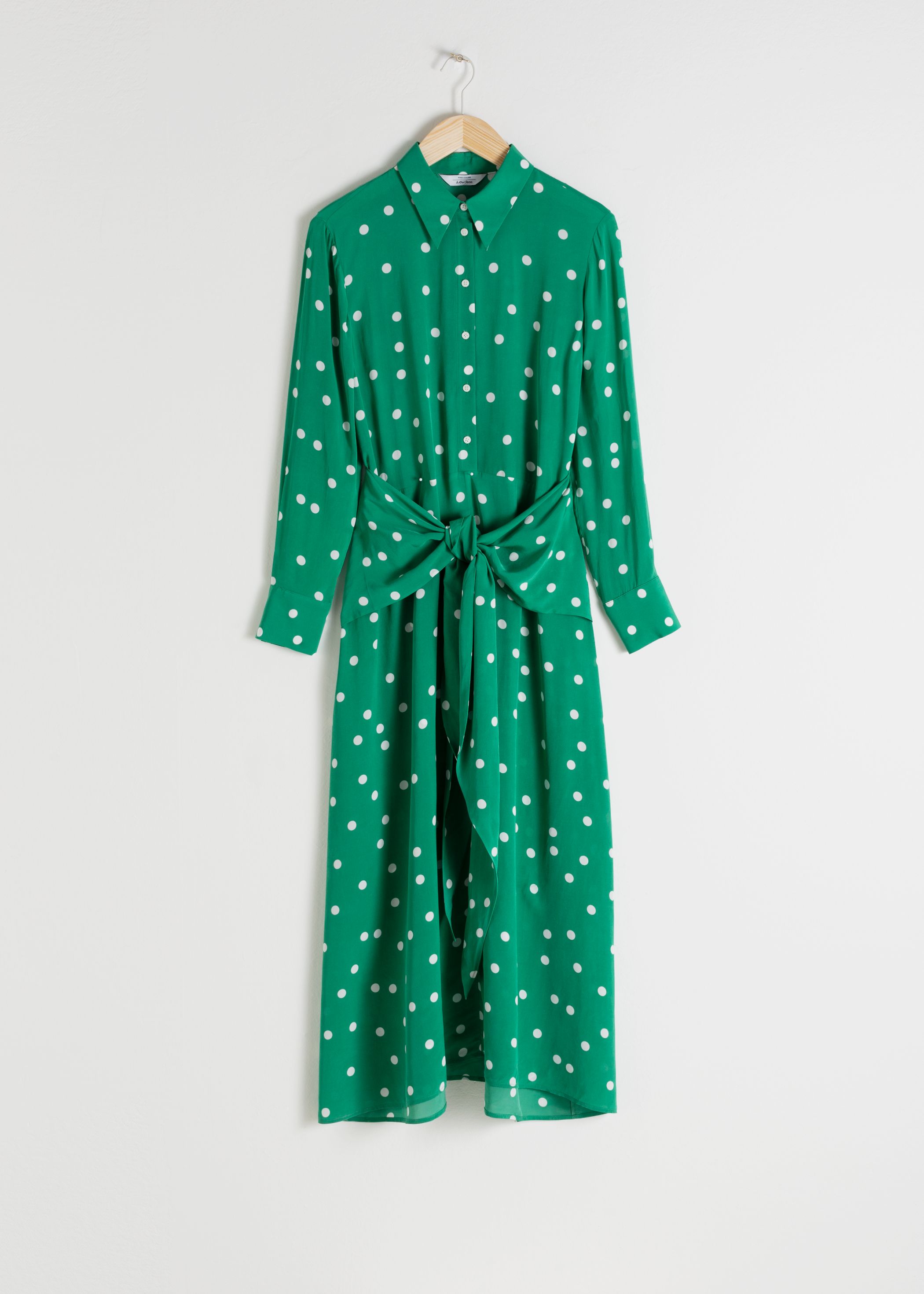 Polka Dot Waist Tie Midi Dress