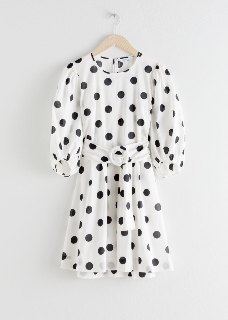 Belted Polka Dot Mini Dress