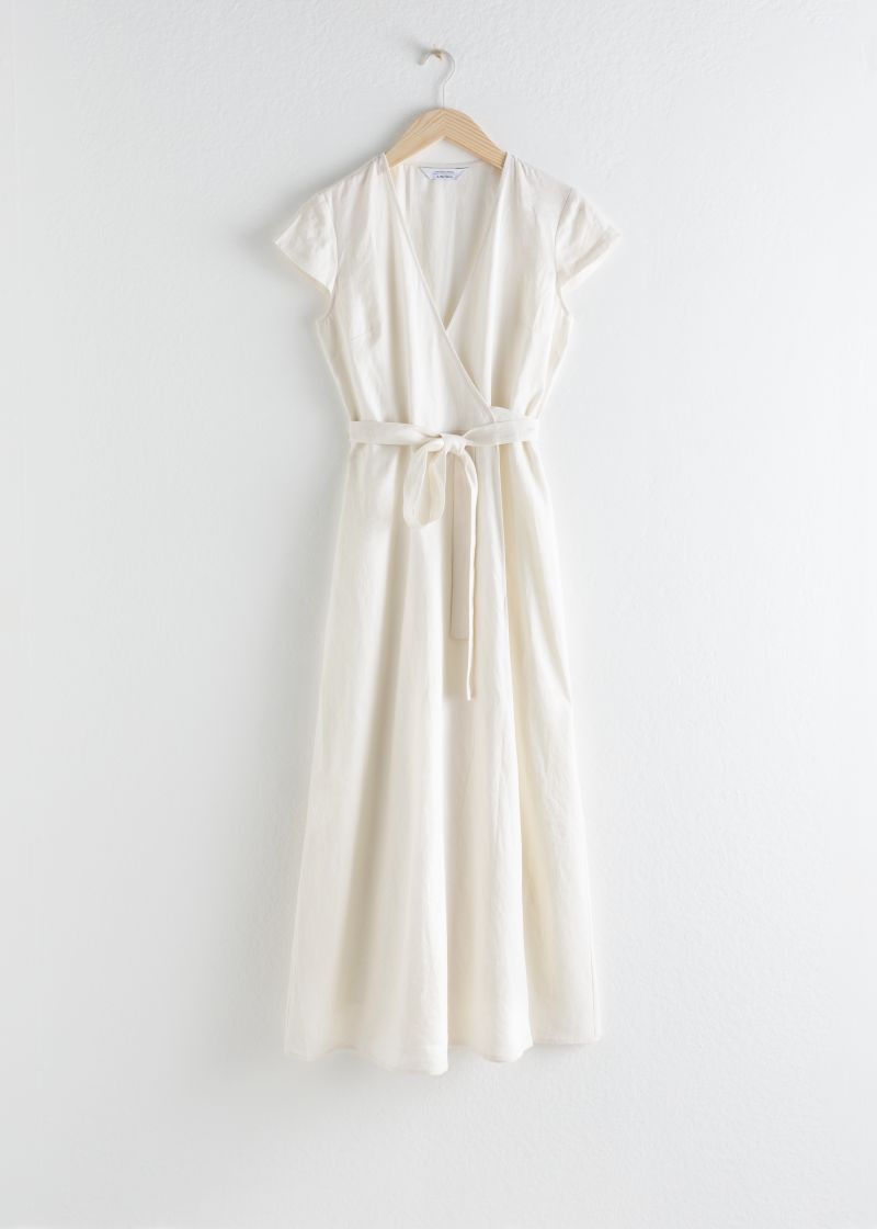 Linen Midi Wrap Dress