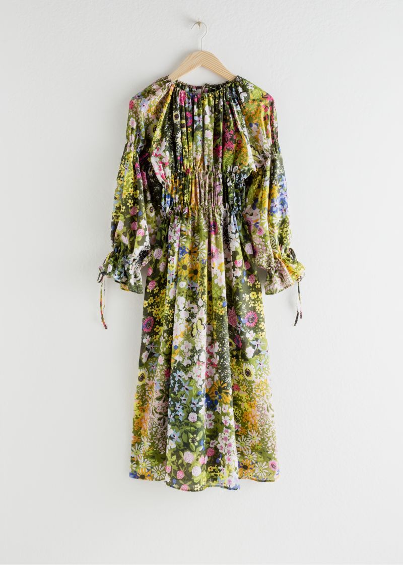 Silk Blend Floral Midi Dress