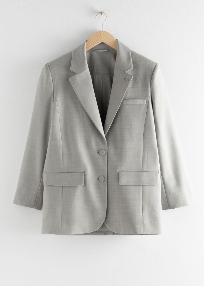 Oversized Wool Blend Tailored Blazer