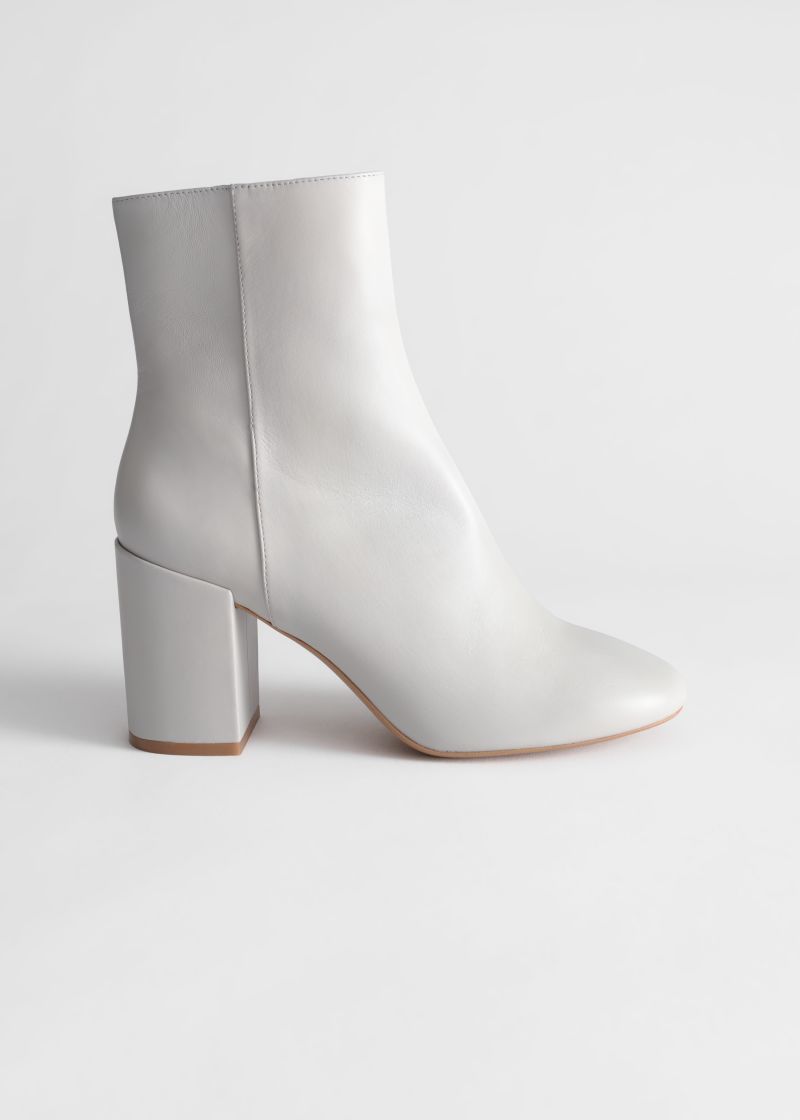 Block Heel Leather Boots