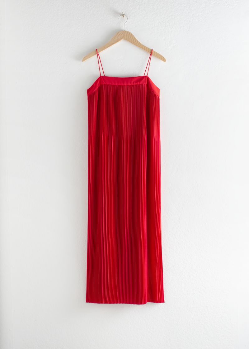 Plissé Pleated Midi Dress
