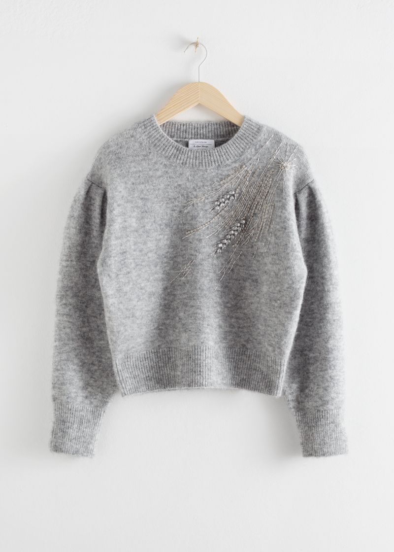Embellished Wool Blend Sweater