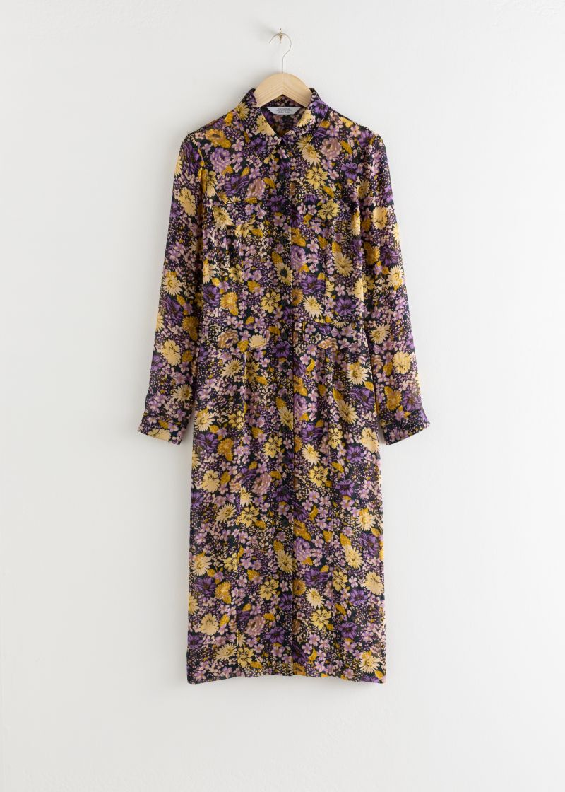 Printed Shirt Midi Dress