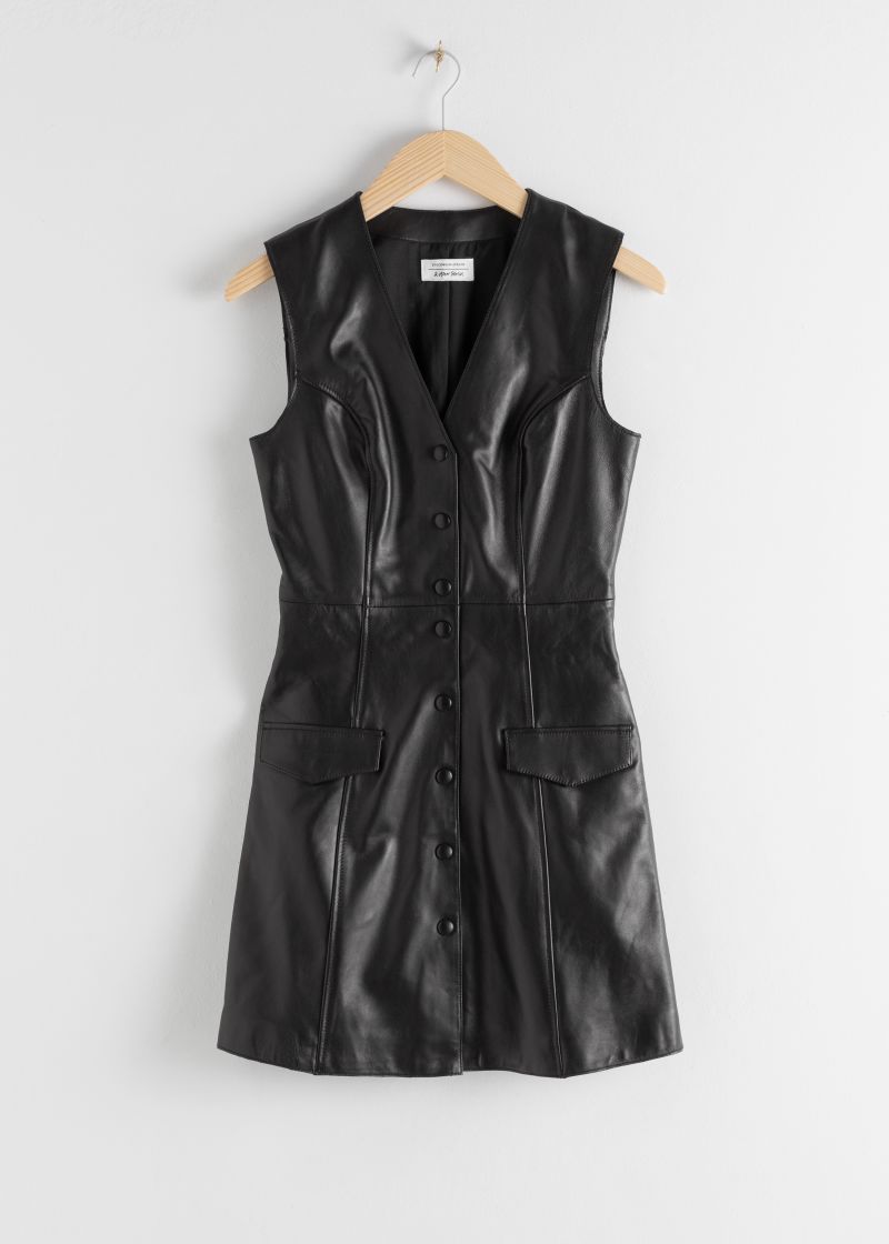Leather Sleeveless Mini Dress