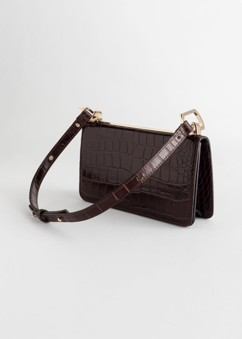 Duo Buckle Croc Shoulder Bag
