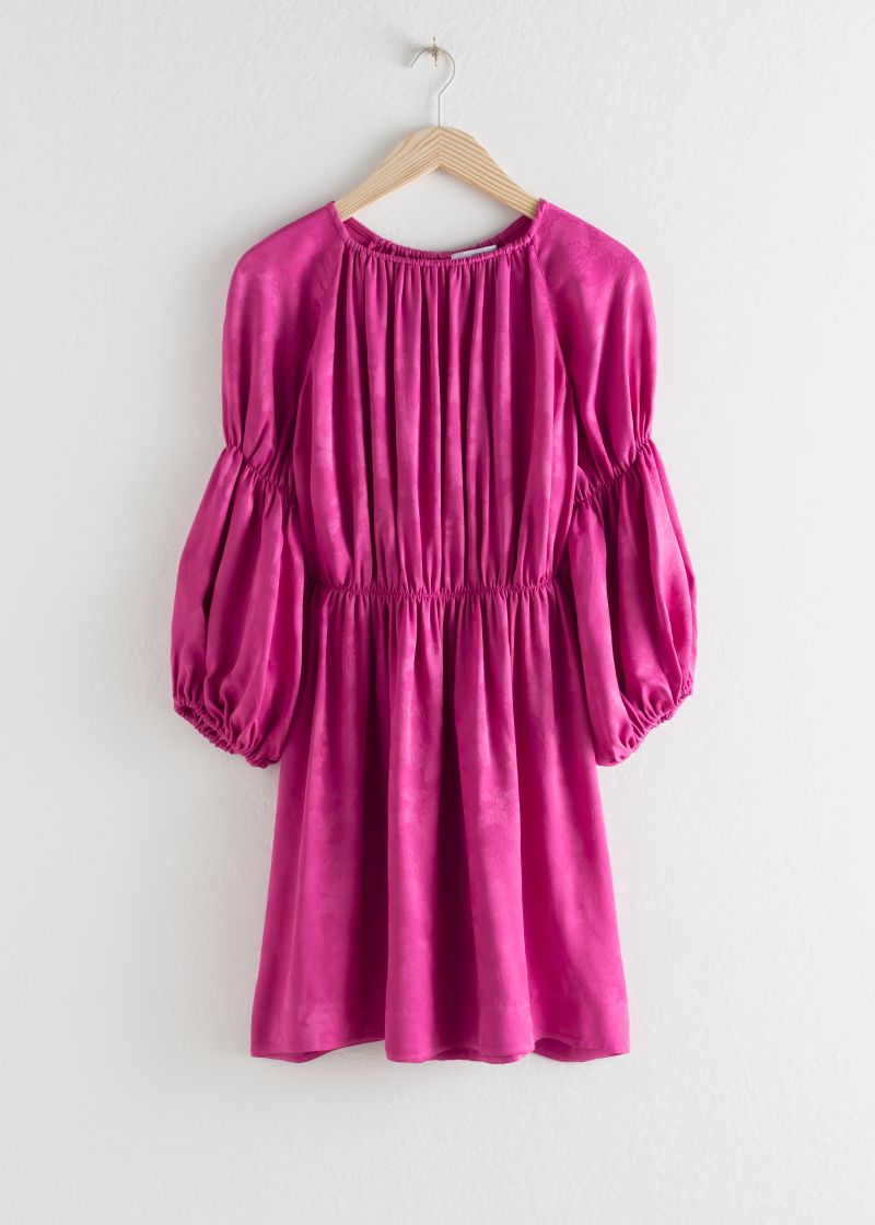 Satin Puff Sleeve Mini Dress
