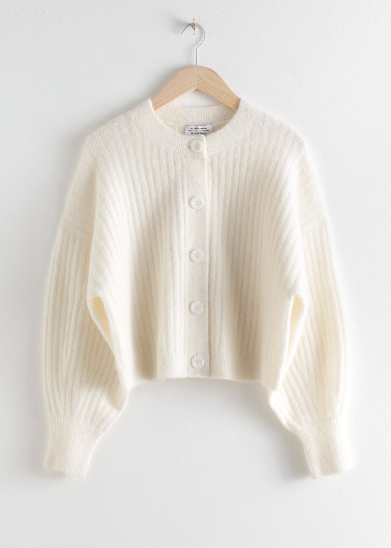 Oversized Ribbed Crewneck Cardigan