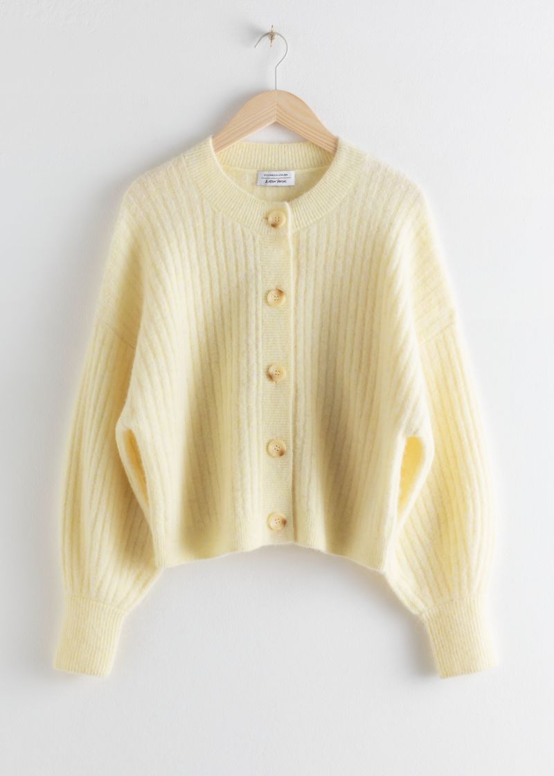 Oversized Ribbed Crewneck Cardigan