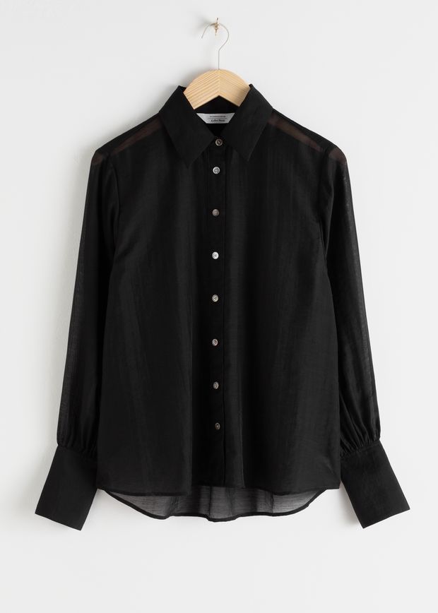 Semi-Sheer Lyocell Blend Blouse