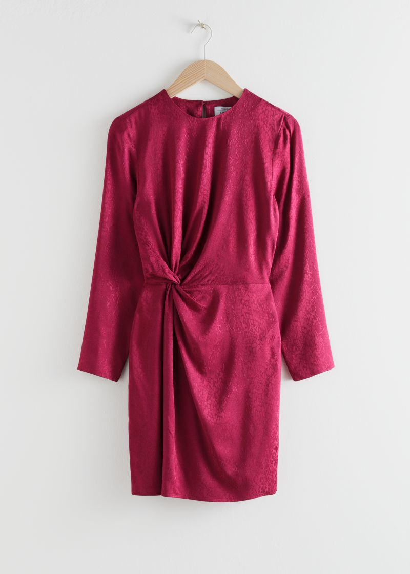 Twist Knot Snake Jacquard Mini Dress