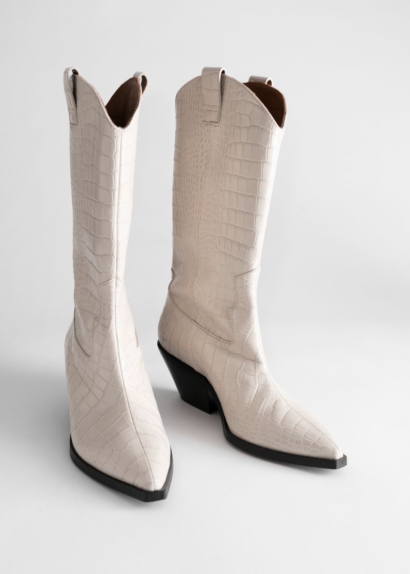Croc Embossed Leather Cowboy Boots