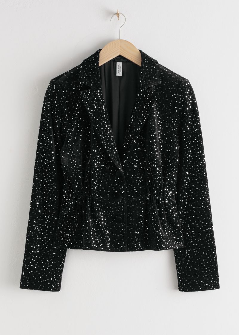 Sequined Velvet Hourglass Blazer