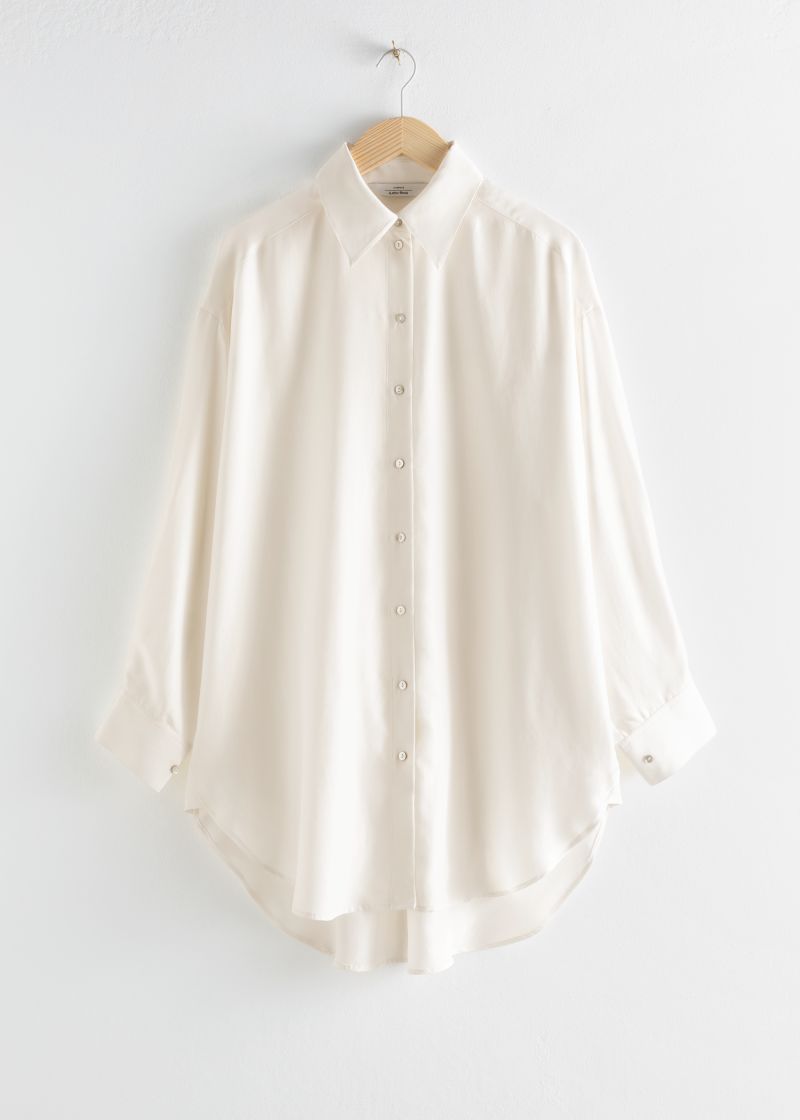 Oversized Silk Puff Sleeve Shirt