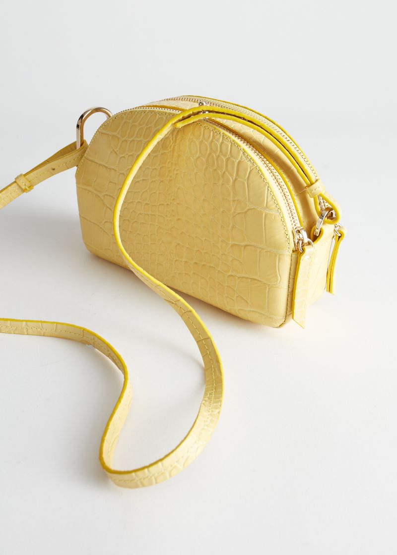 Half Moon Croc Embossed Crossbody Bag