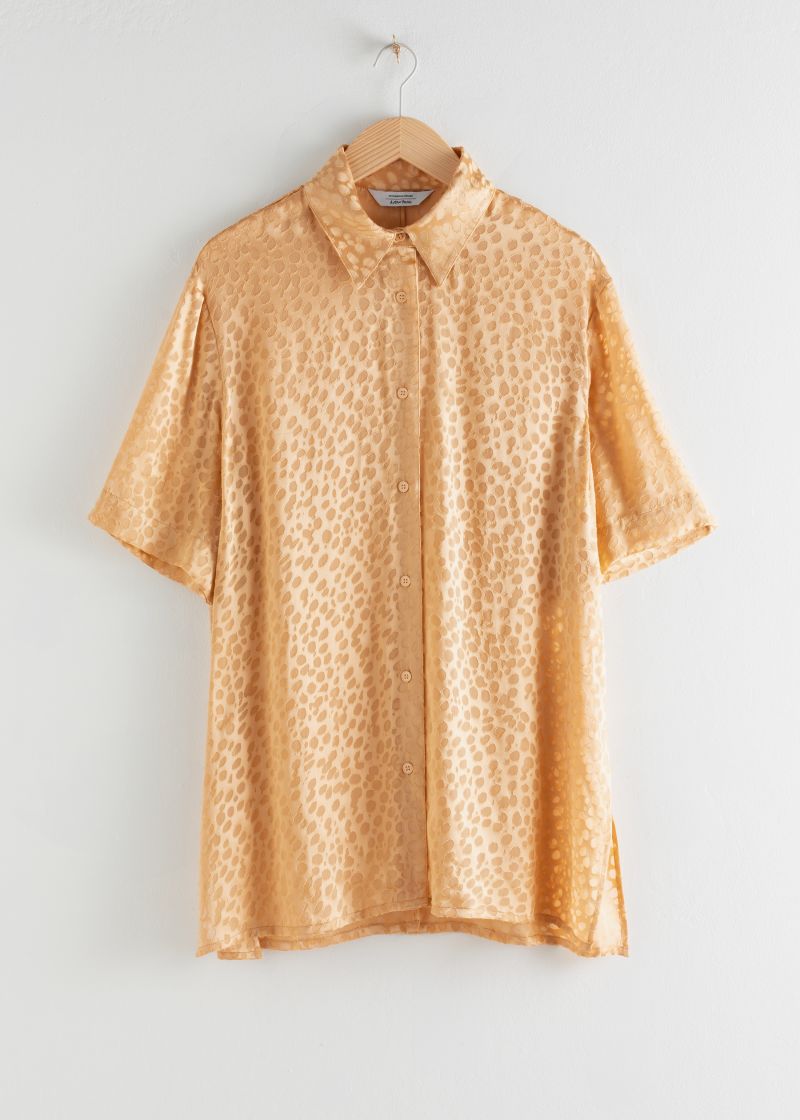 Oversized Silk Jacquard Leopard Shirt