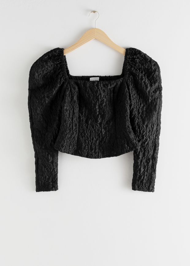 Square neck jacquard top