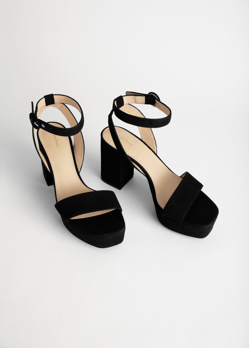 Suede Platform Heeled Sandals