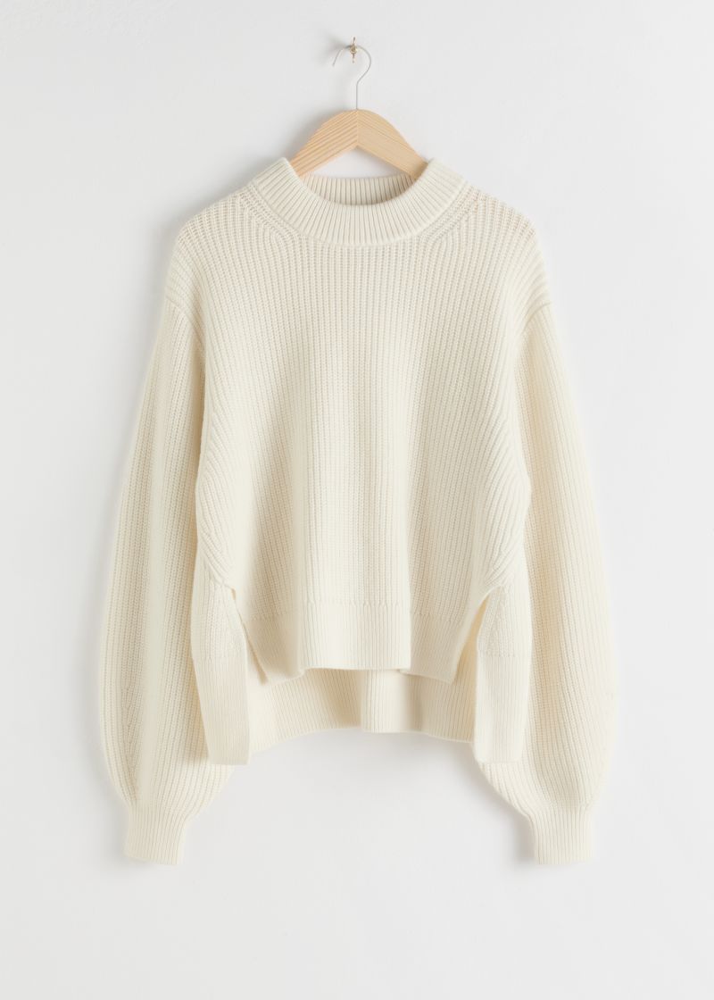 Side Split Wool Blend Sweater