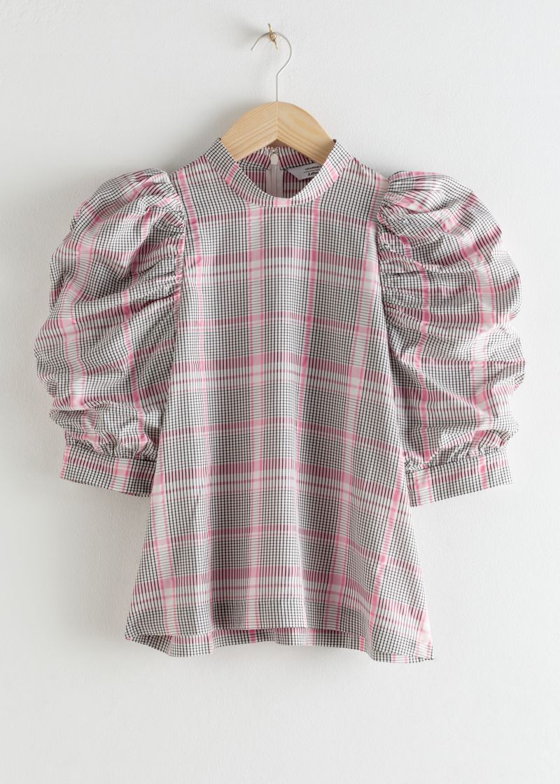 Puff Shoulder Chiffon Blouse