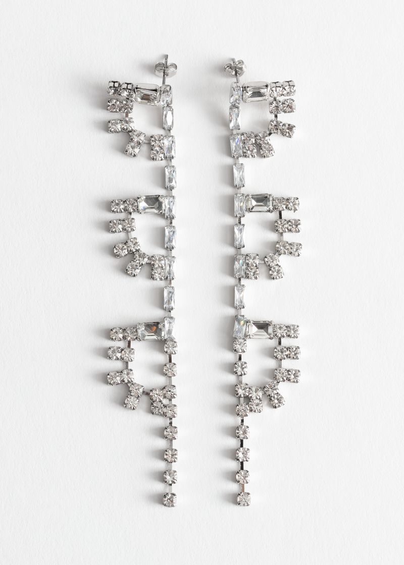 Rhinestone Half Sun Dangling Earrings