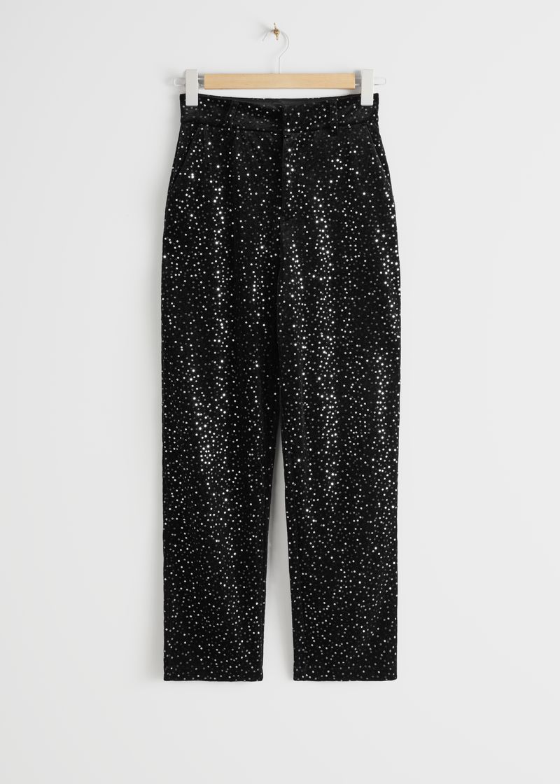 Tailored Velvet Sequined Trousers