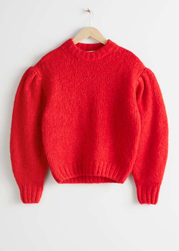 Wool Blend Puff Sleeve Sweater