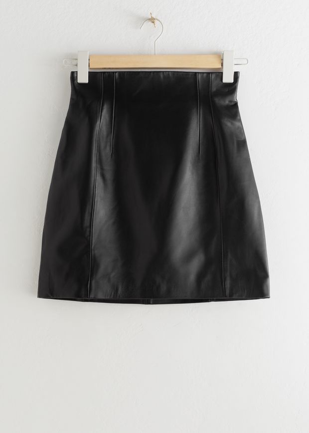 High Waisted Leather Skirt