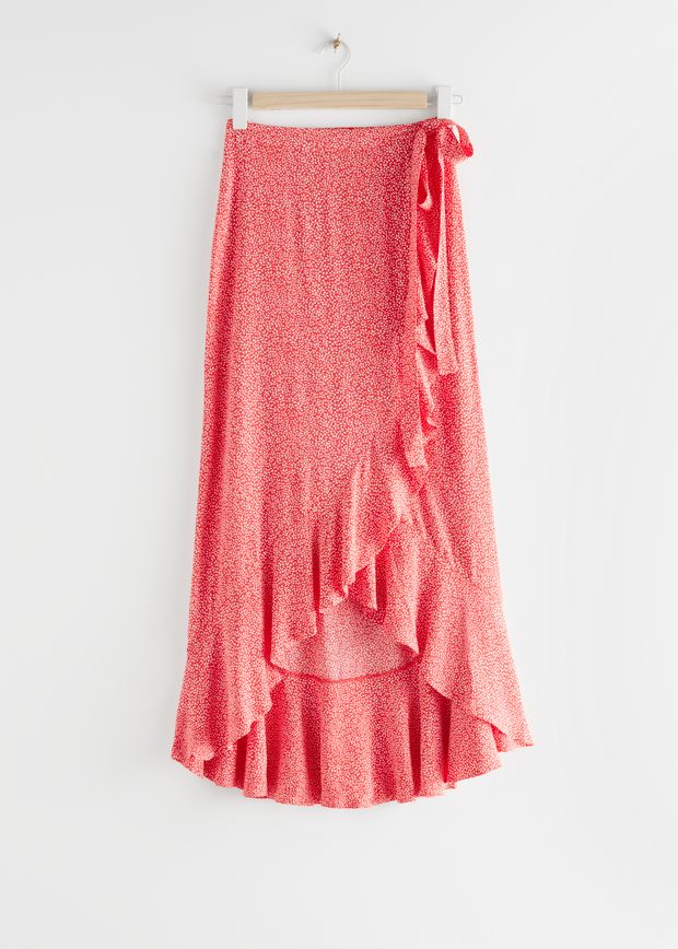 Ruffle Wrap Maxi Skirt