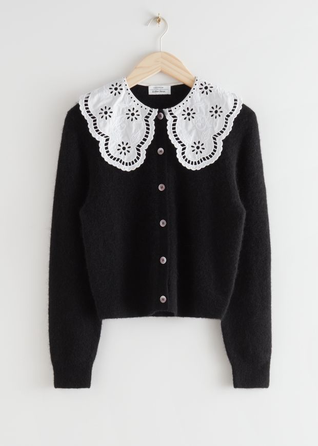 Alpaca Blend Statement Collar Cardigan