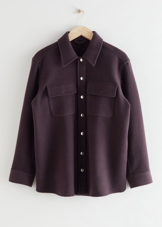 Oversized Wool Blend Workwear Shirt
