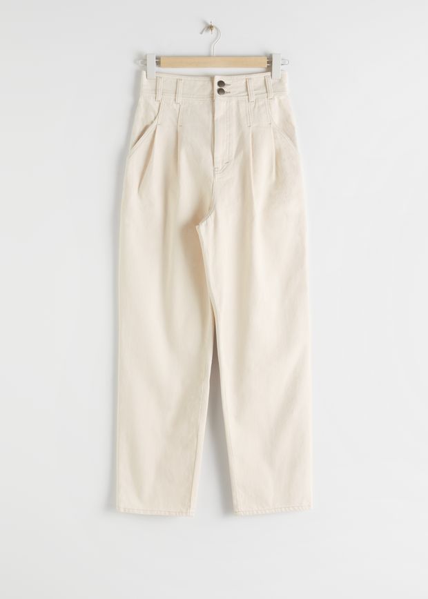High Rise Pleated Jeans