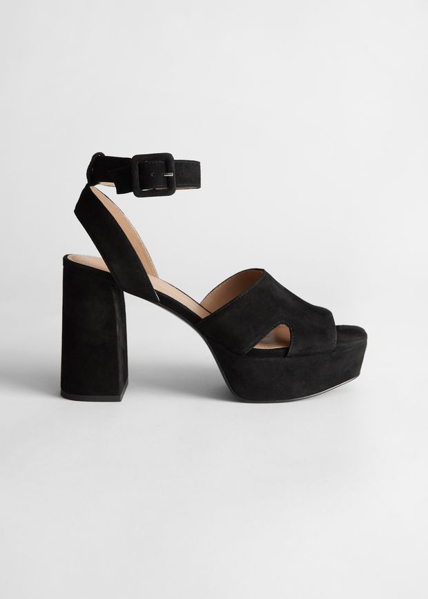 Suede Heeled Platform Sandals