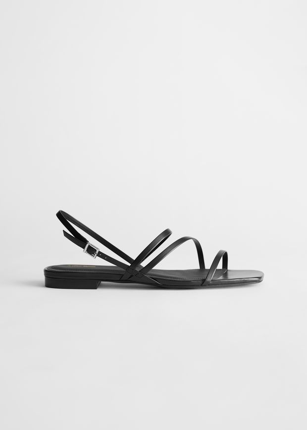 Slingback-Riemchensandalen aus Leder