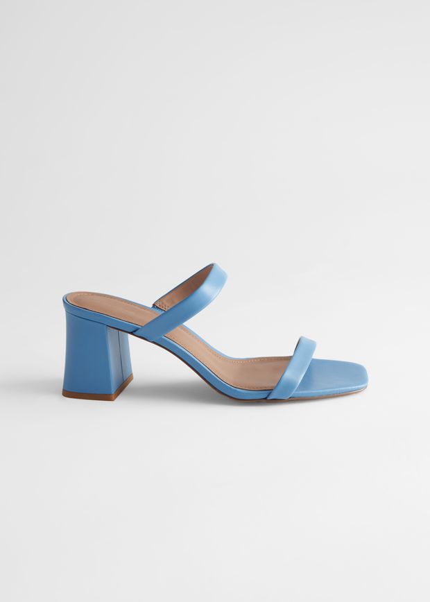 Duo Strap Leather Heeled Sandals