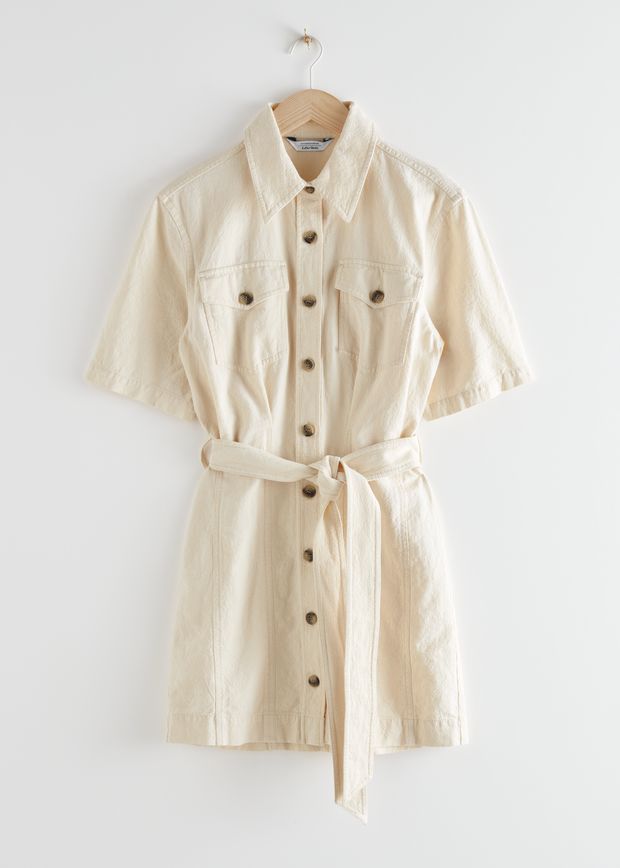 Belted Shirt Mini Dress