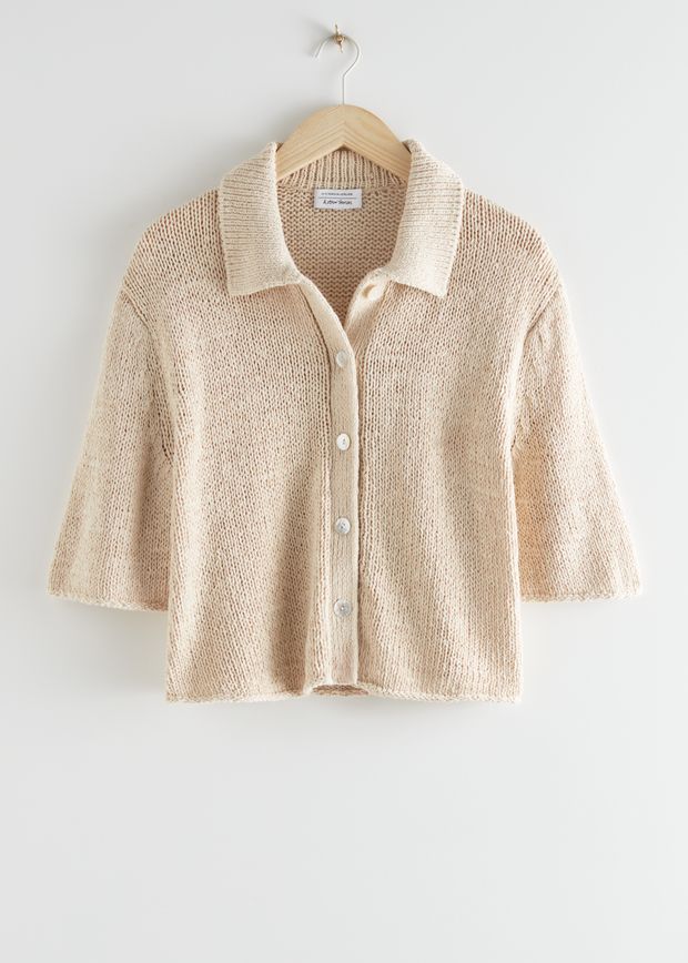 Boxy Collared Knit Cardigan