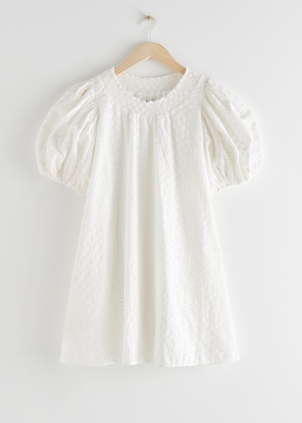 Voluminous Floral Smock Mini Dress