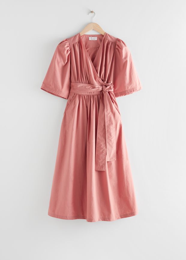 Voluminous Midi Wrap Dress